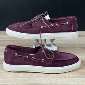 Heschung Dock Shoes Mens Size 10 Burgundy Purple White Suede Boat Casual Preppy